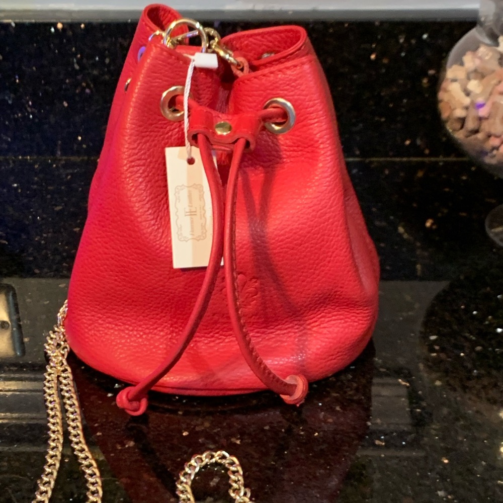 Red Italian Mini Bucket Bag